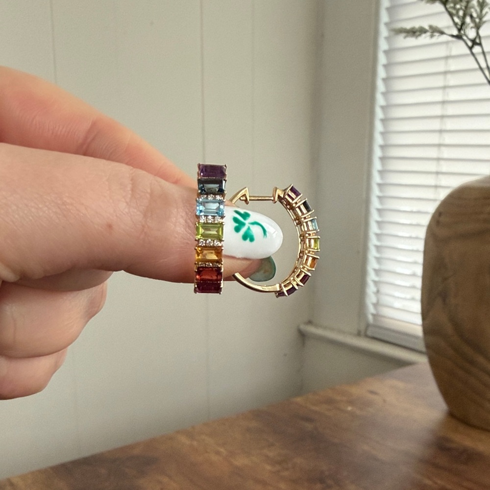 Effy Rainbow Gemstone Hoop Earrings